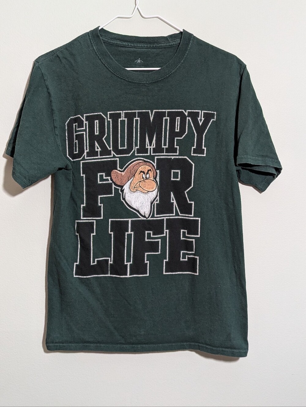 Disney Parks Grumpy For Life T-shirt Size XS/Small Green Seven Dwarfs Worn In